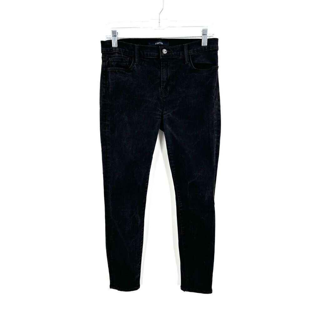 J BRAND Women's Black Acid Wash Mid Rise Cropped Denim Skinny Jeans Size 29